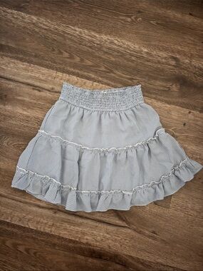 Storia Light Blue Gingham Tiered Smocked Skirt